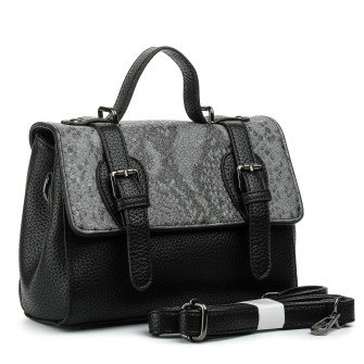 Сумка жіночам чорна з сірим  принтом NewFashion 5920 S