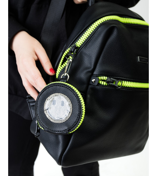 Рюкзак женский черный з яркой молнией Brocoli 6291 S