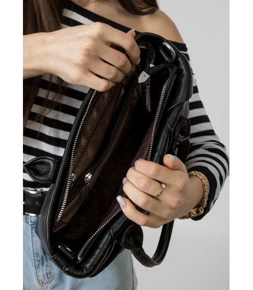 Сумка жіноча чорна з плетінням Polina 6479 S