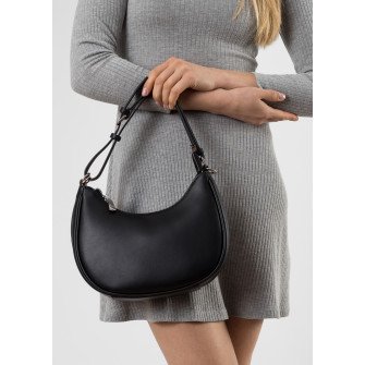 Сумка-багет женская черная кожаная Polina 6762 S