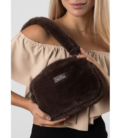 Сумка женская меховая коричневая Polina 6830-A S