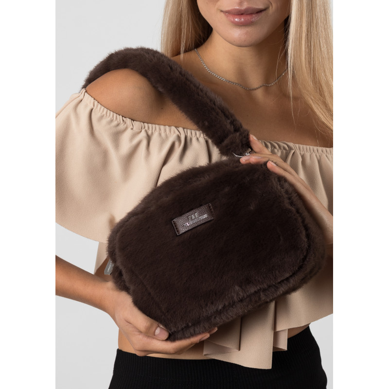 Сумка женская меховая коричневая Polina 6830-A S