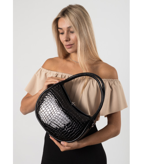 Сумка кожаная черная фактурная Polina 6833 S