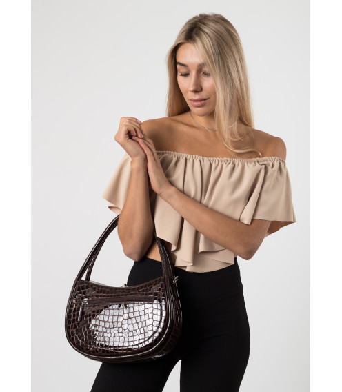 Сумка кожаная коричневая фактурная Polina 6833-A S