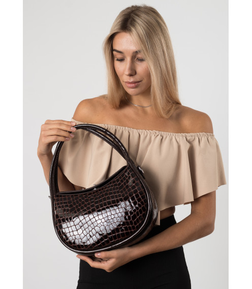Сумка шкіряна коричнева фактурна Polina 6833-A S
