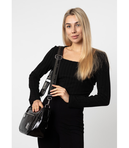 Сумка жіноча чорна лакована Polina 6842 S