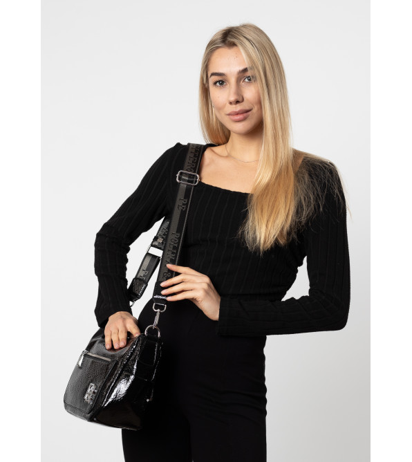 Сумка жіноча чорна лакована Polina 6842 S