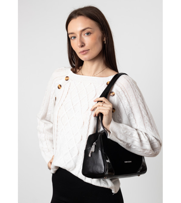Сумка женская черная лакированная Polina 6845 S