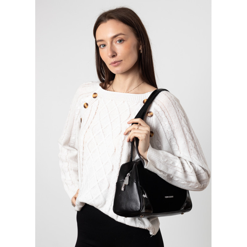 Сумка женская черная лакированная Polina 6845 S