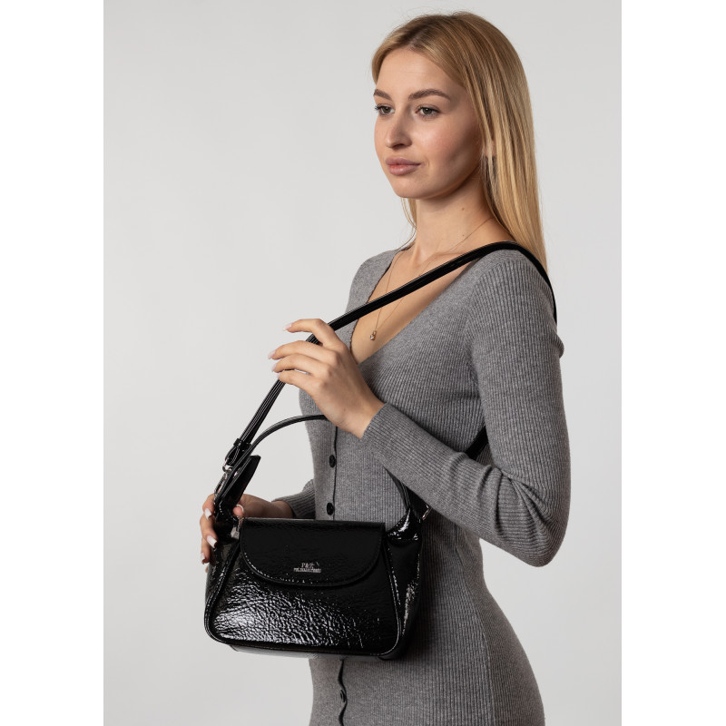 Сумка женская черная лакированная Polina 6852 S