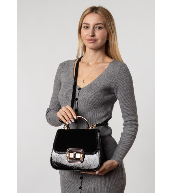 Сумка женская черная комбинированная Polina 6860 S