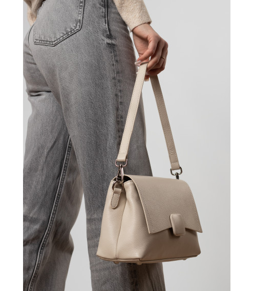 Сумка бежевая кожаная Polina 6867-A S