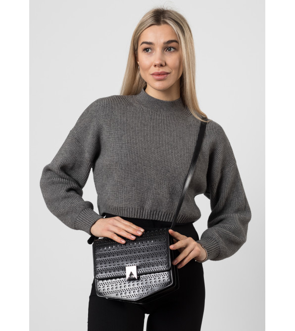Женская сумка черная фактурная Polina 6884 S