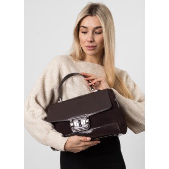 Сумка замшевая черная коричневая Polina 6887-A S Сумка замшевая черная коричневая Polina 6887-A S