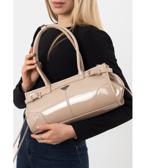 Сумка женская лакированная бежевая Polina 6965-A S