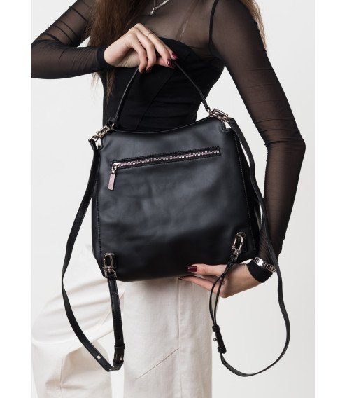 Сумка шкіряна чорна Polina 7142 S