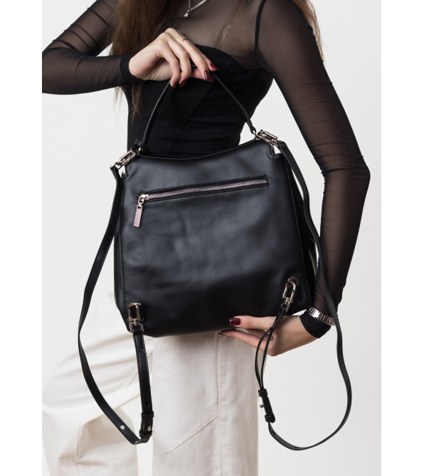 Сумка шкіряна чорна Polina 7142 S