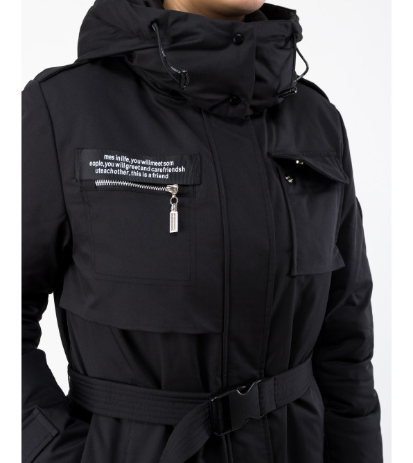 Пуховик Peercat чорний довгий теплий стильний К604-А