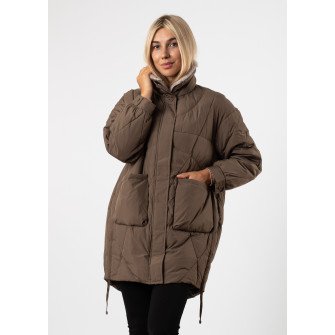 Куртка женская удлиненная с меховым воротником Vivi lona К769