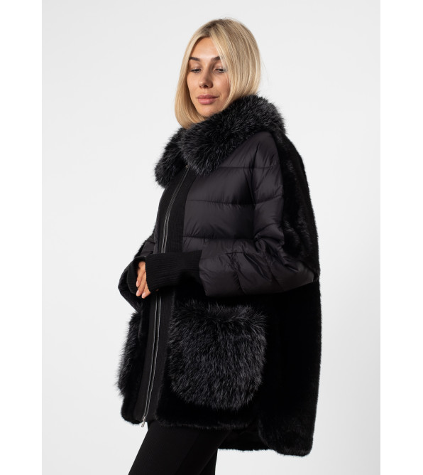 Кууртка женская черная с мехом MissLynx К774