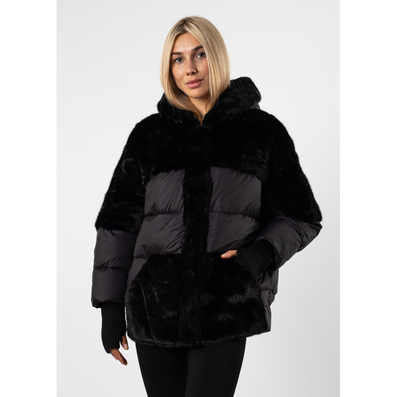 Женская куртка черная с мехом MissLynx К775