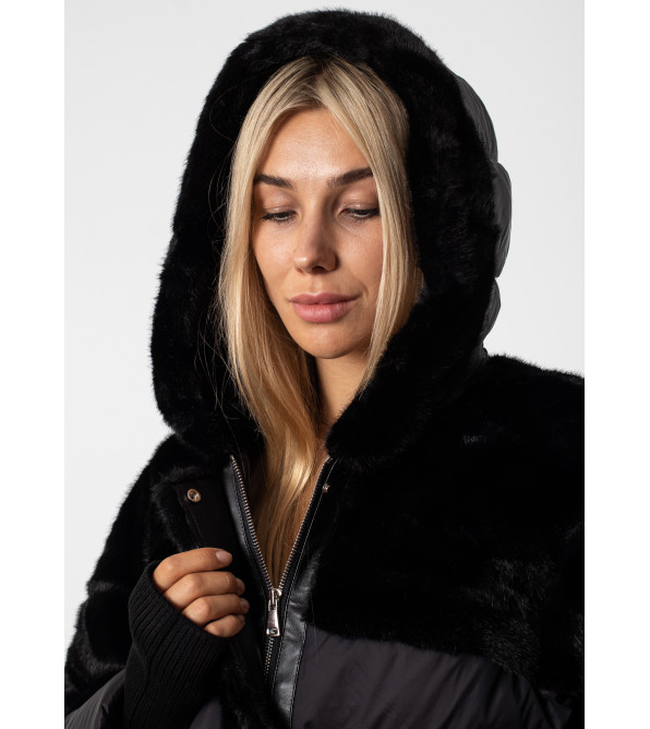 Женская куртка черная с мехом MissLynx К775