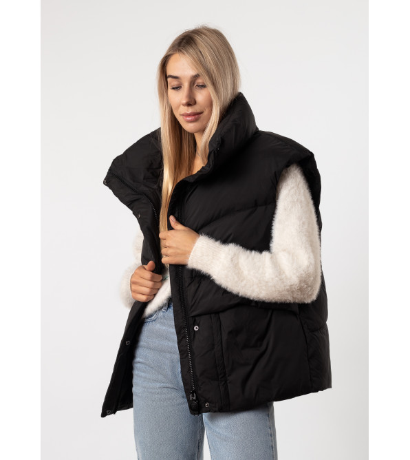 Пуховик женский черный короткий Snow Owl К784