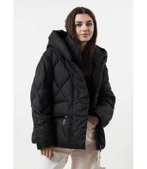 Пуховик жіночий чорний короткий Snow Owl К926