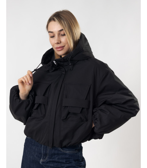 Куртка женская демисезонная черная короткая Towmy К985