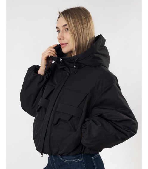 Куртка женская демисезонная черная короткая Towmy К985