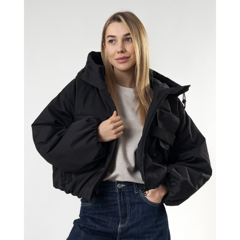 Куртка женская демисезонная черная короткая Towmy К985