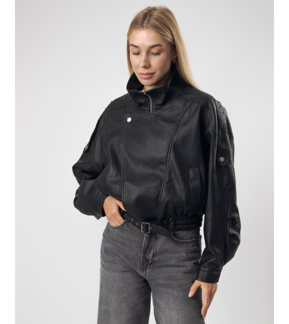 Куртка жіноча чорна демісезонна DollyVilla К991