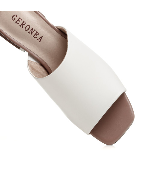 Шлепанцы белые на низком ходу Geronea 1064Л