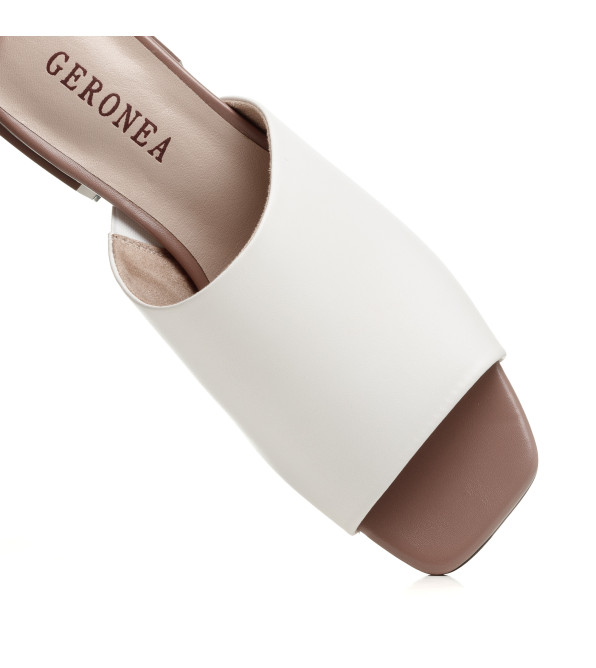 Шлепанцы белые на низком ходу Geronea 1064Л