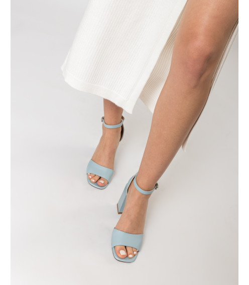 Босоножки женские голубые на высоком каблуке Geronea 1109Л