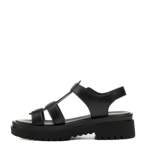 Босоножки женские черные кожаные Meegocomfort 1308Л