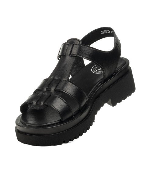 Босоножки женские черные кожаные Meegocomfort 1308Л
