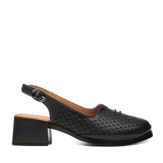 Босоніжки жіночі чорні шкіряні на каблуці Lifexpert 1370Л