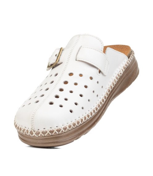 Шлепанцы женские белые с перфорацией Meegocomfort 1482Л