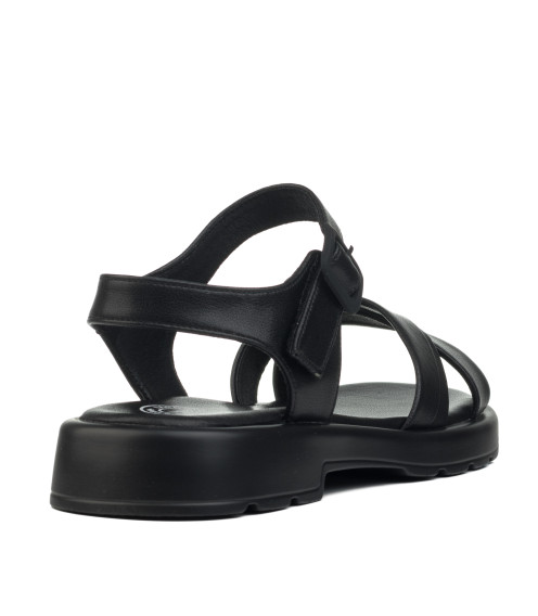 Босоножки женские кожаные черные Meegocomfort 1483Л