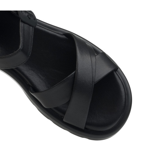 Босоножки женские кожаные черные Meegocomfort 1483Л