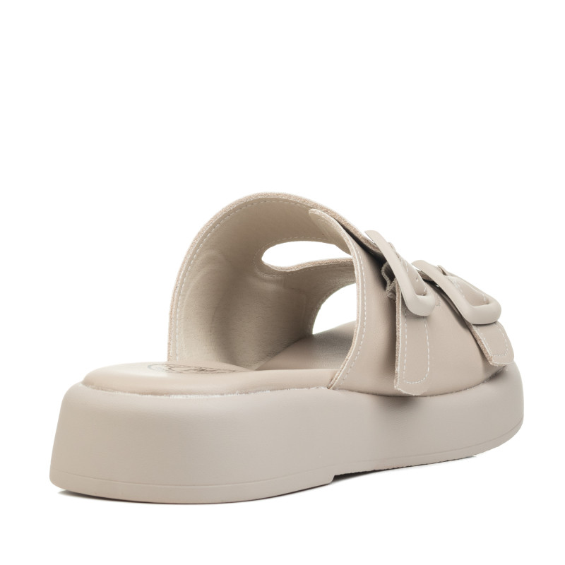 Шлепанцы женские кожаные бежевые Meegocomfort 1484Л-А