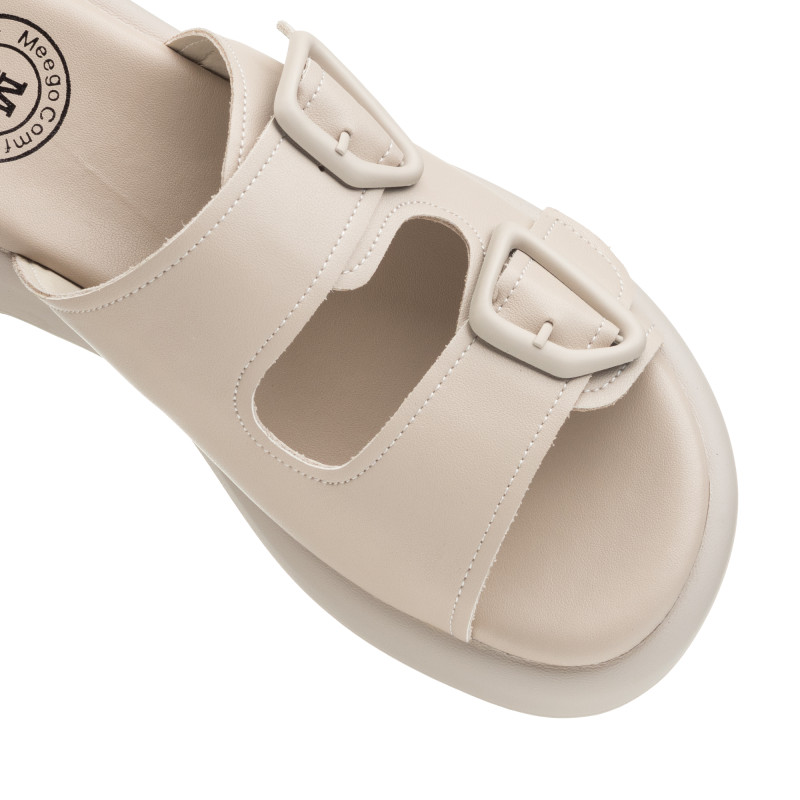 Шлепанцы женские кожаные бежевые Meegocomfort 1484Л-А