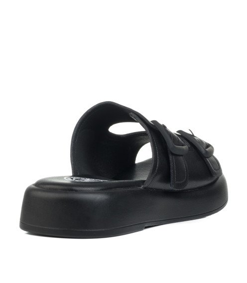 Шлепанцы женские кожаные черные Meegocomfort 1484Л