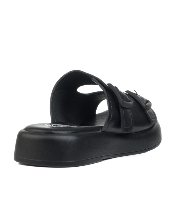 Шльопанці жіночі шкіряні чорні Meegocomfort 1484Л