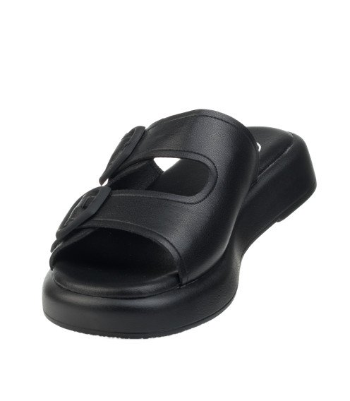 Шлепанцы женские кожаные черные Meegocomfort 1484Л
