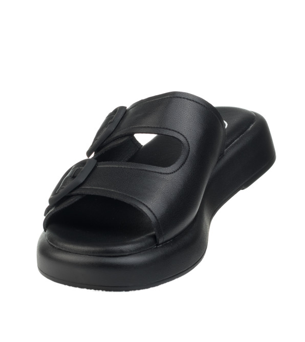 Шльопанці жіночі шкіряні чорні Meegocomfort 1484Л