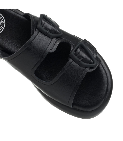 Шлепанцы женские кожаные черные Meegocomfort 1484Л