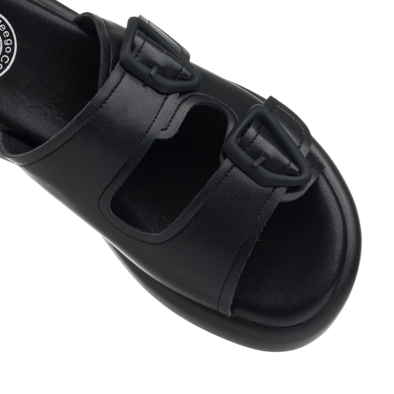 Шлепанцы женские кожаные черные Meegocomfort 1484Л