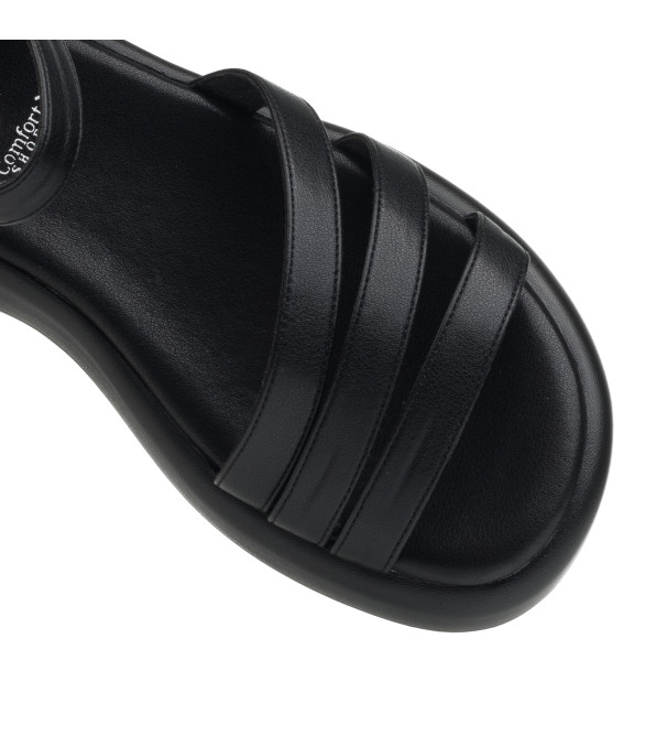 Босоножки женские черные кожаные на платформе 24pfm 1487Л